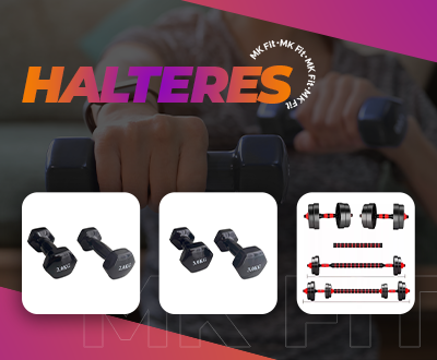 Halteres emborrachados sextavados ideais para treinos de força em casa ou na academia – MKFIT